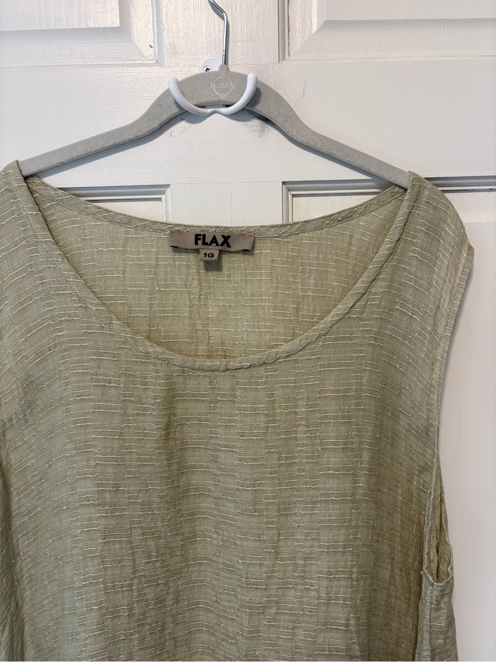 Flax 100% linen light green sleeveless lightweight lagenlook midi dress 1g 1x - Picture 3 of 6